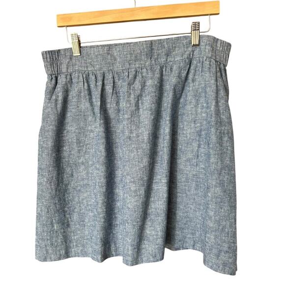 NWT LOFT Chambray Linen Blend Skirt Size Large with Pockets Elastic Waist - Picture 2 of 6